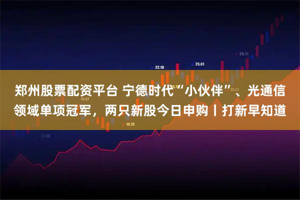 郑州股票配资平台 宁德时代“小伙伴”、光通信领域单项冠军，两只新股今日申购丨打新早知道